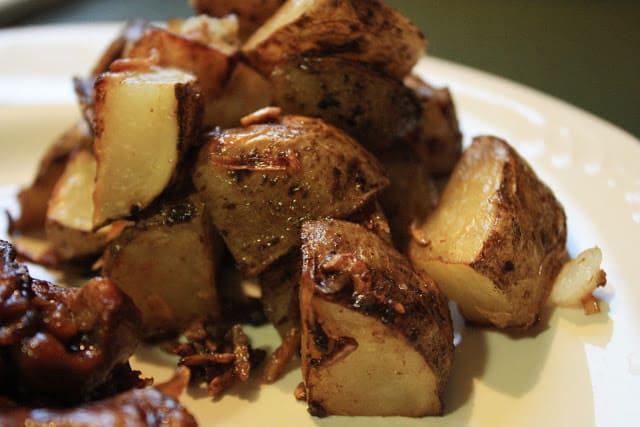 A serving of onion roasted potatoes.