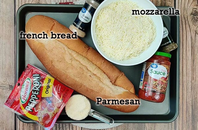 Ingredients for French bread pizza