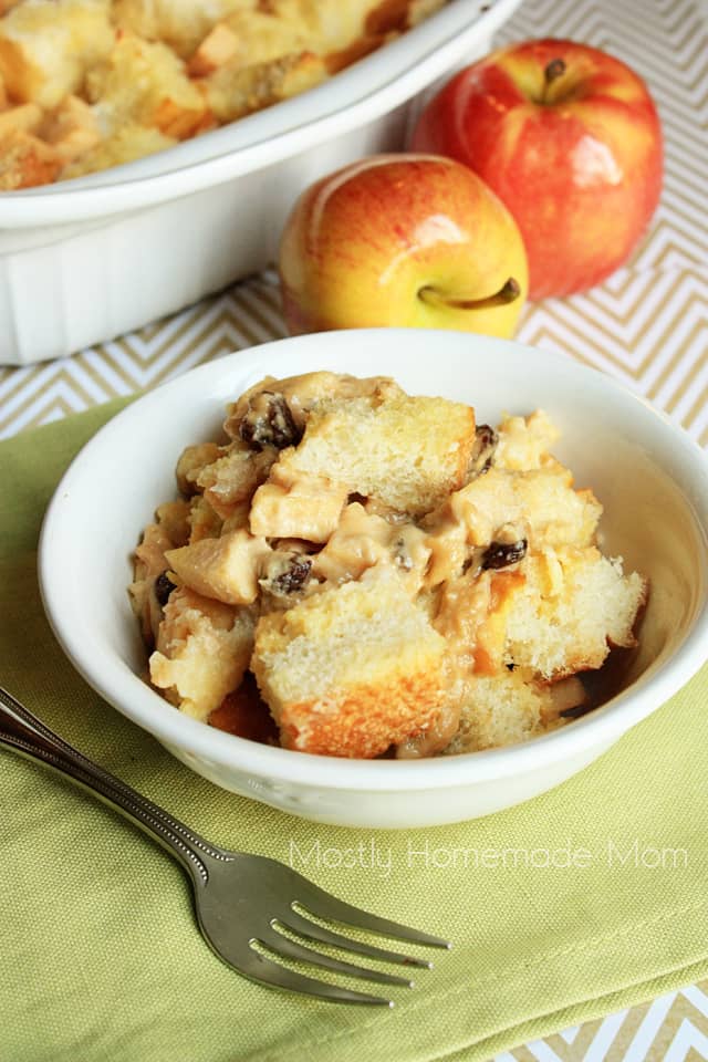 Apple french toast casserole next to some apples