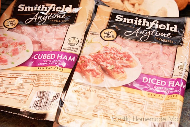 Diced ham in the packaging to show the ingredients