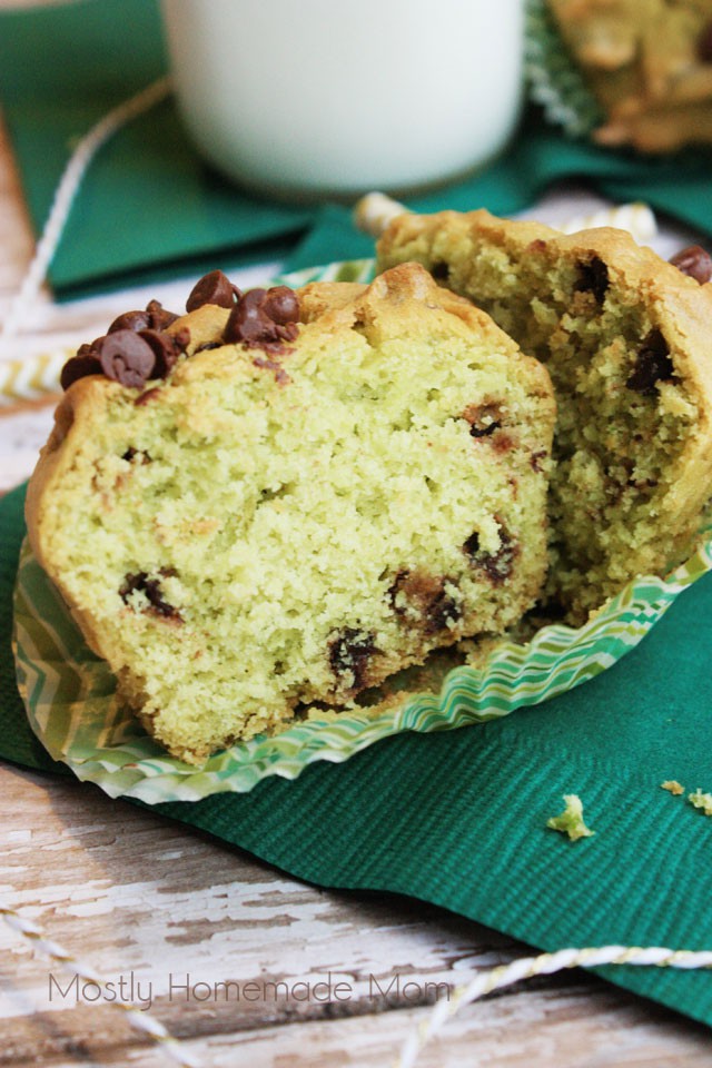 An avocado muffins sliced in half and sitting on a napkin