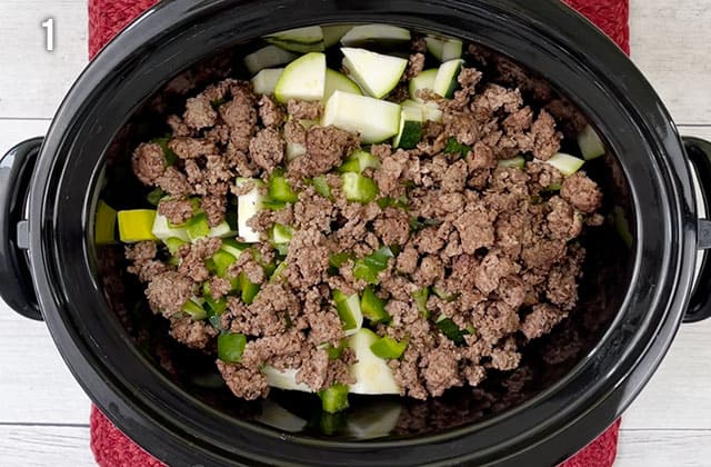 Ground beef and zucchini in a crockpot