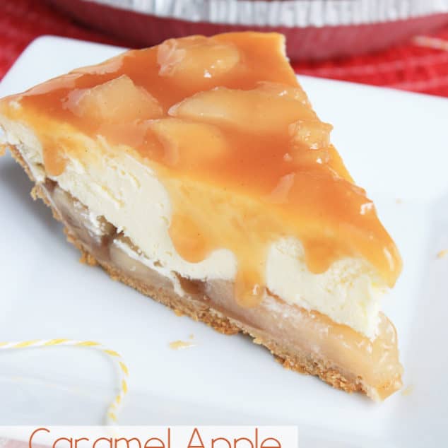 Caramel Apple Cheesecake Pie - Mostly Homemade Mom