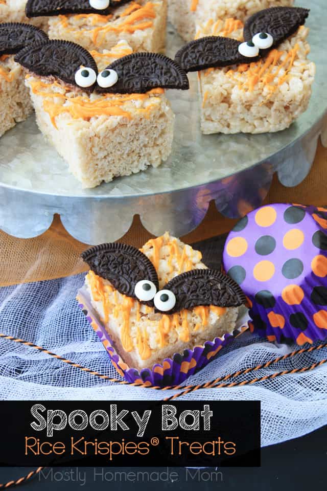 Spooky Bat Halloween Rice Krispie Treats - Mostly Homemade Mom
