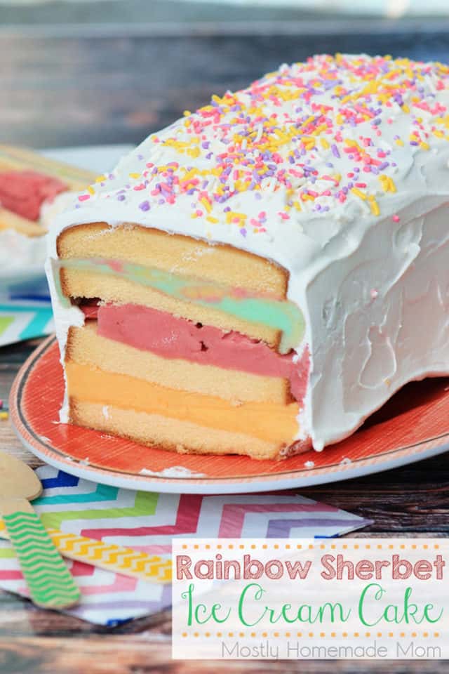 Rainbow Sherbet Ice Cream Cake