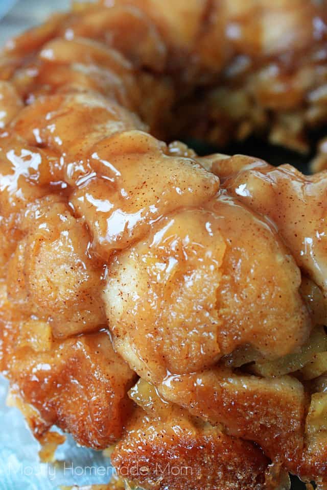 A close up picture of Apple Pie Monkey Bread on a serving platter