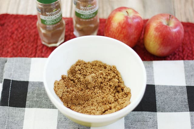 Spiced filling for apple cinnamon bread in a small bowl